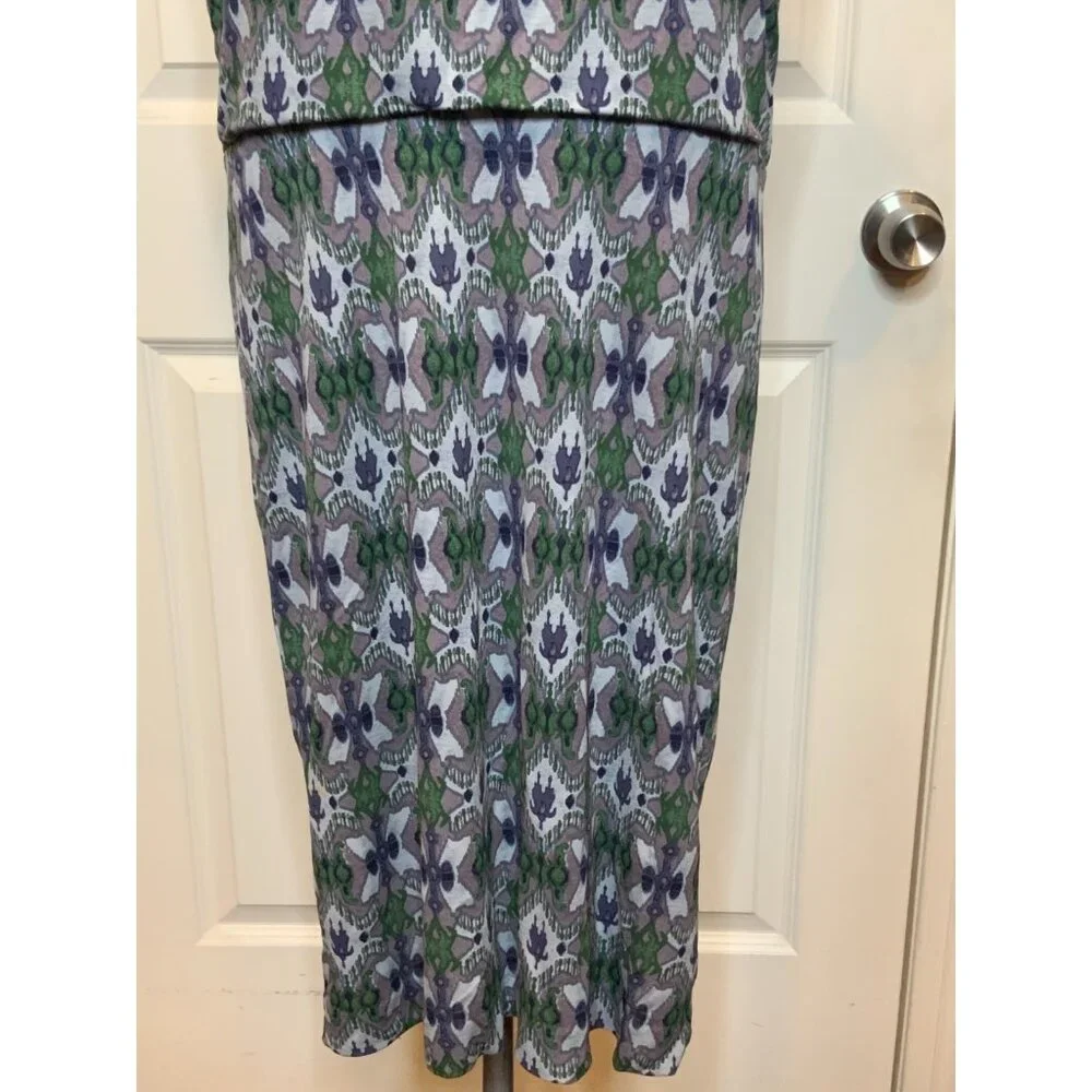Tory Burch Gray Abstract Print Sleeveless Blouson Midi Dress, Size Large